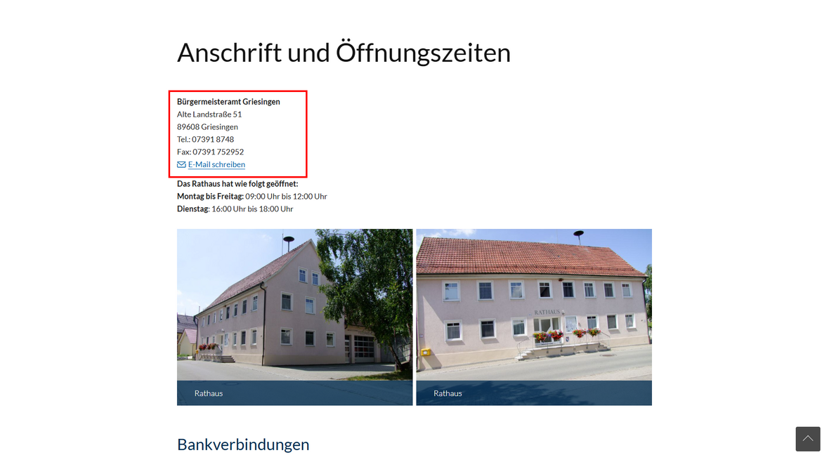 Kontakt der Gemeinde Griesingen