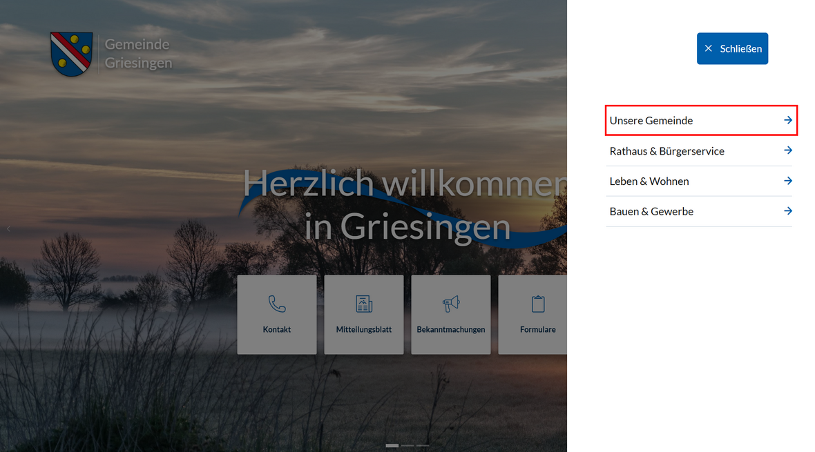 Menüpunkt Unsere Gemeinde